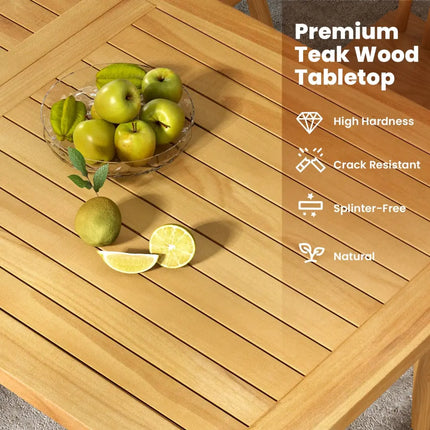 Indoor Outdoor Teak Wood Slatted Tabletop Panel Board Split in 2 Square - Natural - Patio Dining Tables