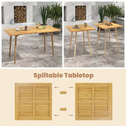 Indoor Outdoor Teak Wood Slatted Tabletop Panel Board Split in 2 Square - Natural - Patio Dining Tables
