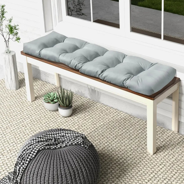 Indoor Outdoor Tufted Bench Cushion with Soft PP Cotton-Gray - Gray - Outdoor Furniture Accessories