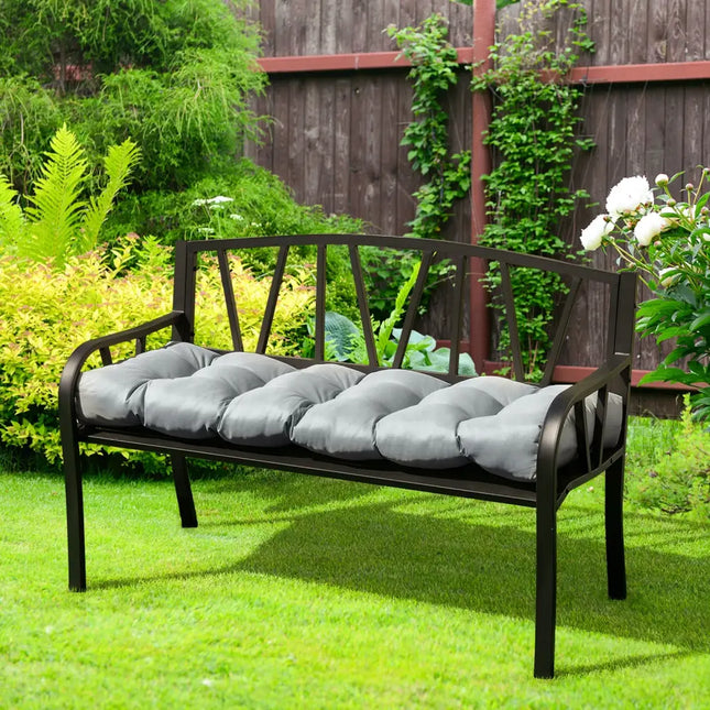 Indoor Outdoor Tufted Bench Cushion with Soft PP Cotton-Gray - Gray - Outdoor Furniture Accessories
