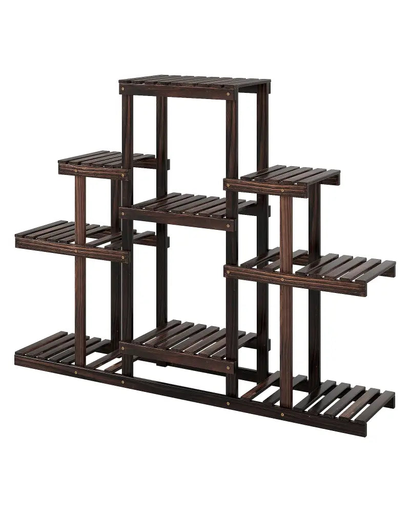 Indoor Outdoor Wood Plant Stand Multi-Tiered Corner Plant Shelf Flowerpot Holder-Brown - Brown - Plant Stands