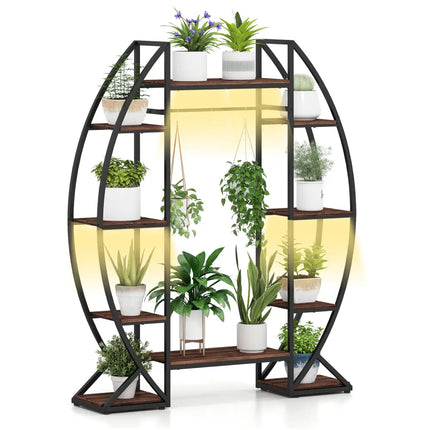 Indoor Plant Stand 63’’ Tall 10-Tier Corner Metal Plant Shelf Large Flowerpot Holder-Brown - Brown - Plant Stands