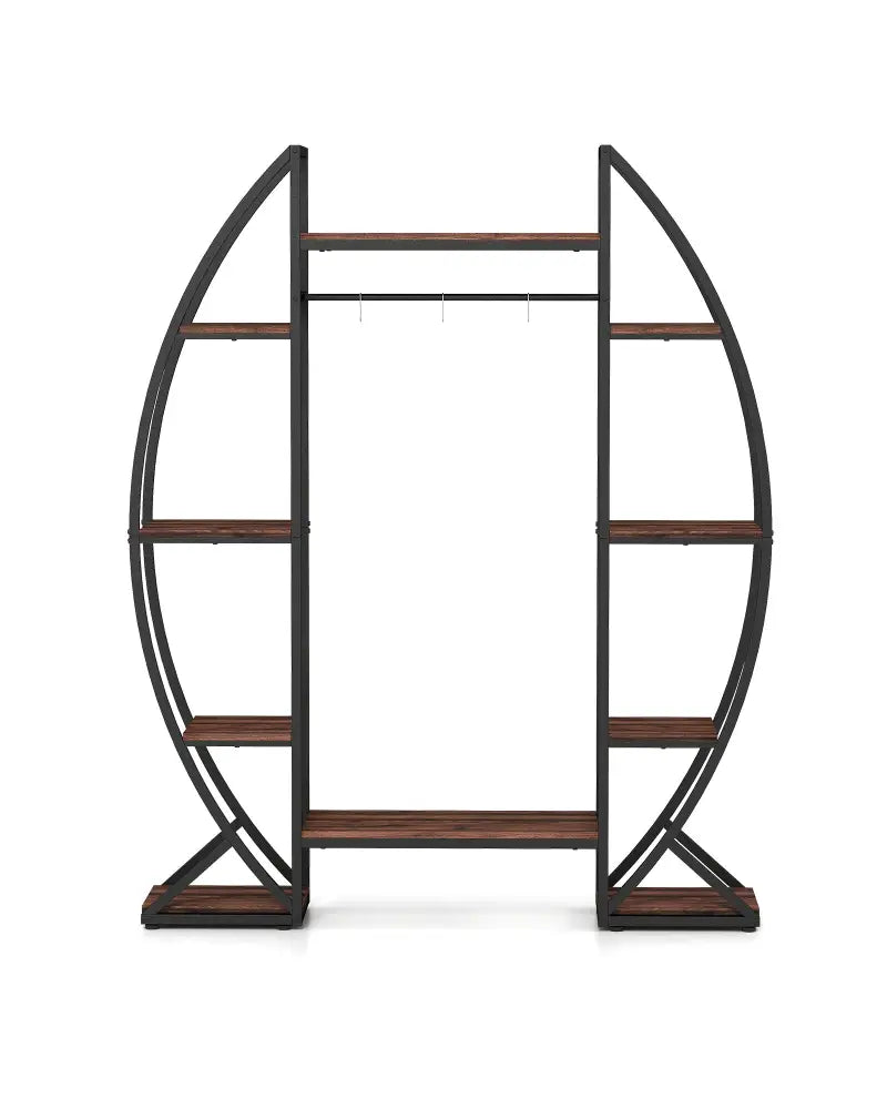 Indoor Plant Stand 63’’ Tall 10-Tier Corner Metal Plant Shelf Large Flowerpot Holder-Brown - Brown - Plant Stands