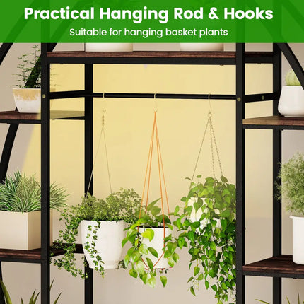 Indoor Plant Stand 63’’ Tall 10-Tier Corner Metal Plant Shelf Large Flowerpot Holder-Brown - Brown - Plant Stands