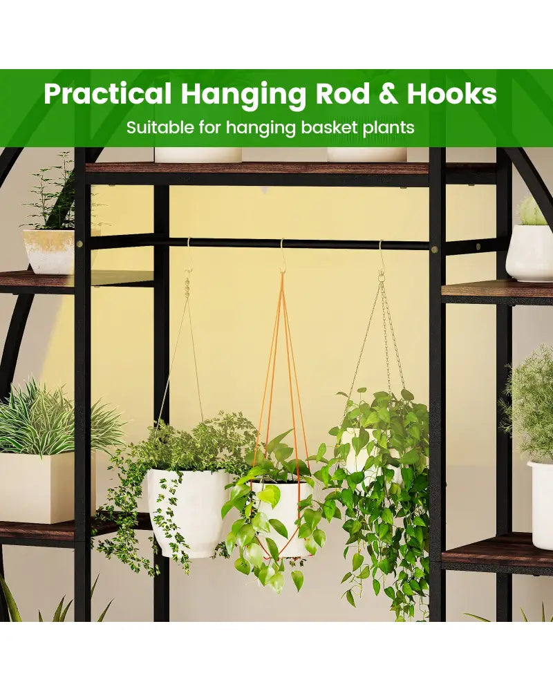 Indoor Plant Stand 63’’ Tall 10-Tier Corner Metal Plant Shelf Large Flowerpot Holder-Brown - Brown - Plant Stands