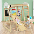 Indoor Playground Climbing Gym Wooden 8-in-1 Climber Playset for Children-Natural - Natural - Climbers & Slides