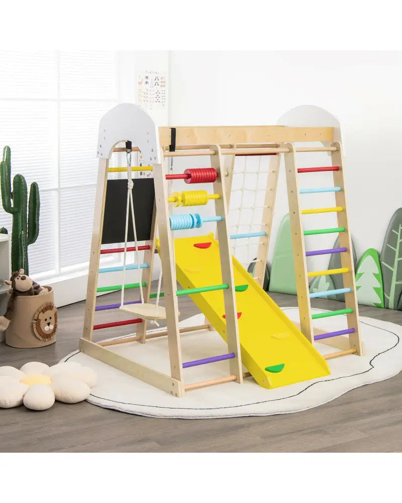 Indoor Playground Climbing Gym Wooden 8-in-1 Climber Playset for Children-Multicolor - Multicolor - Climbers & Slides