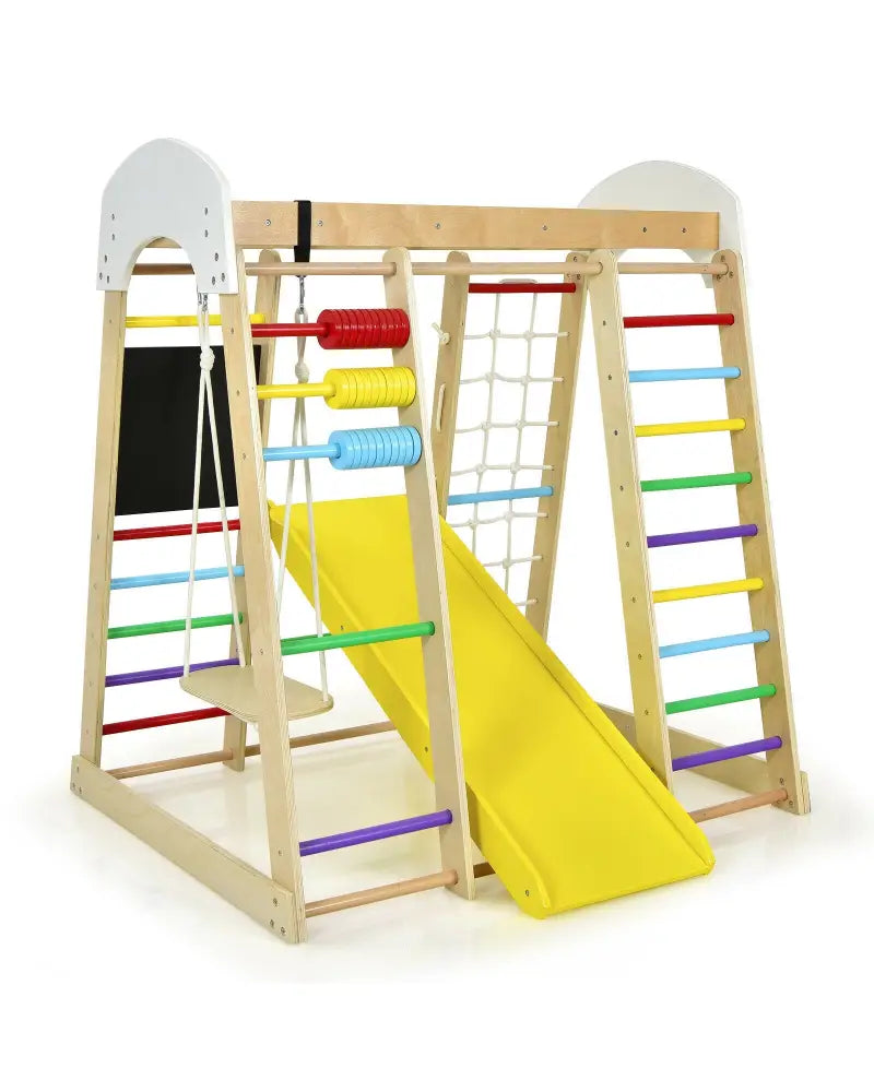 Indoor Playground Climbing Gym Wooden 8-in-1 Climber Playset for Children-Multicolor - Multicolor - Climbers & Slides