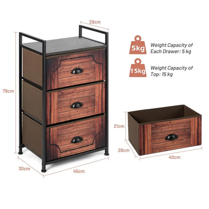 Industrial 3-Layers Fabric Dresser with Fabric Drawers and Steel Frame Costway