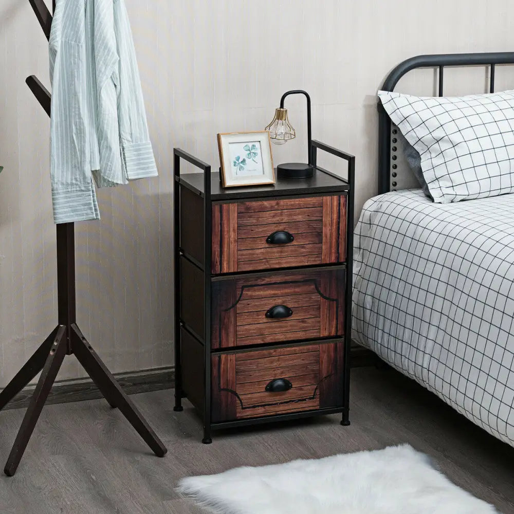 Industrial 3-Layers Fabric Dresser with Fabric Drawers and Steel Frame Costway