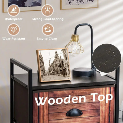 Industrial 3-Layers Fabric Dresser with Fabric Drawers and Steel Frame Costway