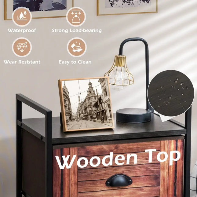 Industrial 3-Layers Fabric Dresser with Fabric Drawers and Steel Frame Costway