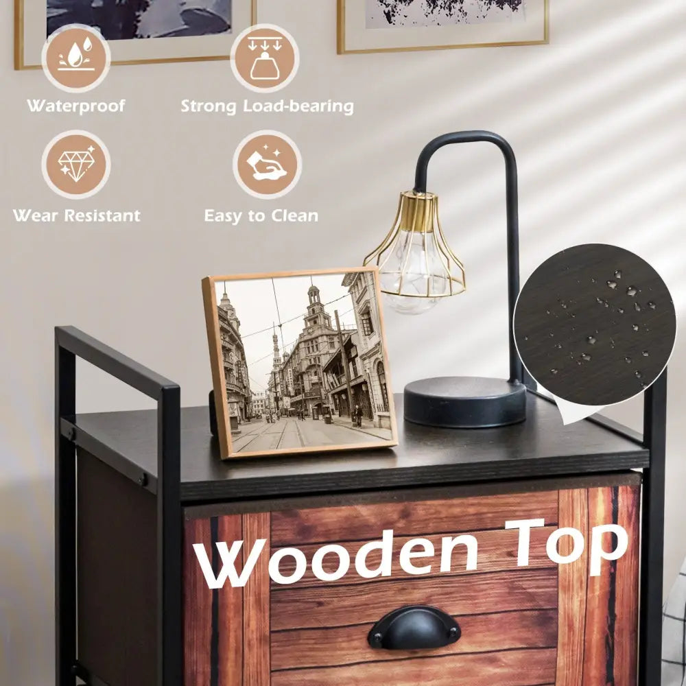 Industrial 3-Layers Fabric Dresser with Fabric Drawers and Steel Frame Costway
