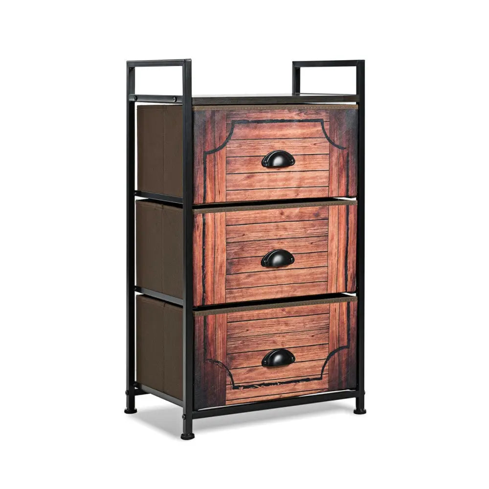 Industrial 3-Layers Fabric Dresser with Fabric Drawers and Steel Frame Costway