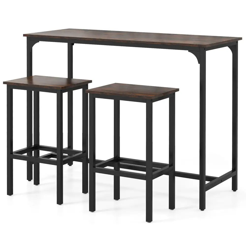 Industrial 3-Piece 47.5’’ Counter-Height Dining Table and 2 Bar Stools-Coffee - Coffee - Dining Room Sets