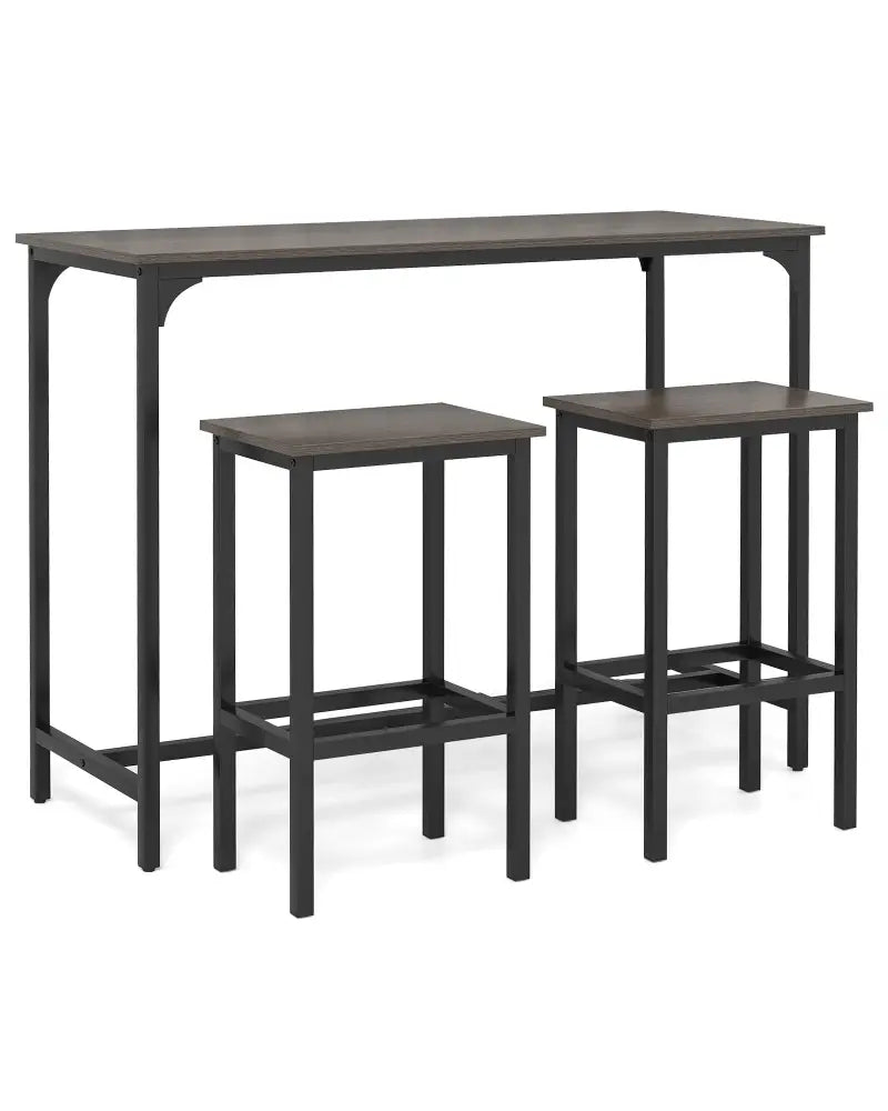 Industrial 3-Piece 47.5’’ Counter-Height Dining Table and 2 Bar Stools-Gray - Gray - Dining Room Sets