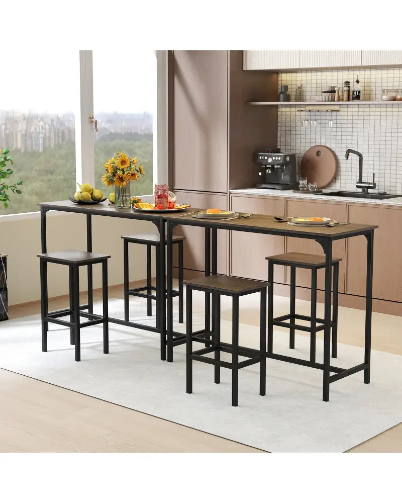 Industrial 3-Piece 47.5’’ Counter-Height Dining Table and 2 Bar Stools-Gray - Gray - Dining Room Sets