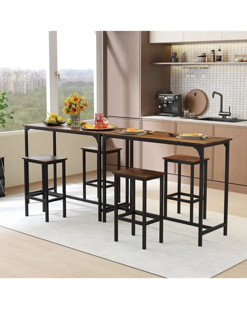 Industrial 3-Piece 47.5’’ Counter-Height Dining Table and 2 Bar Stools-Coffee - Coffee - Dining Room Sets