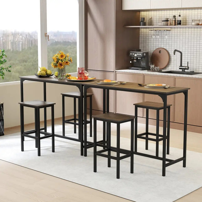 Industrial 3-Piece 47.5’’ Counter-Height Dining Table and 2 Bar Stools-Gray - Gray - Dining Room Sets