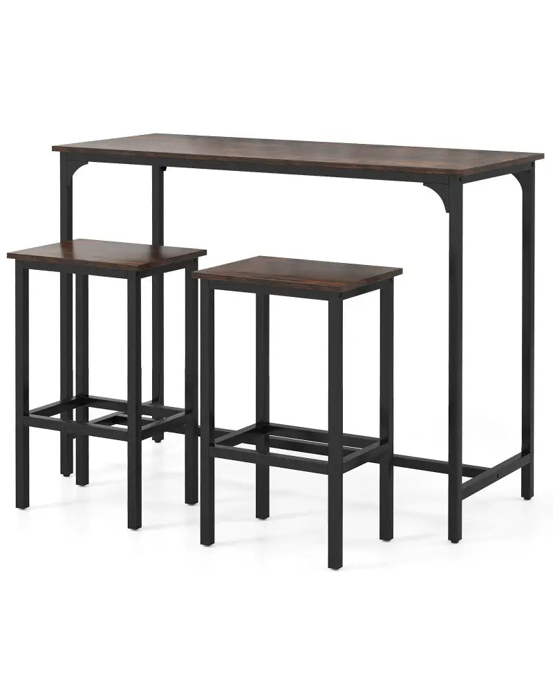 Industrial 3-Piece 47.5’’ Counter-Height Dining Table and 2 Bar Stools-Coffee - Coffee - Dining Room Sets
