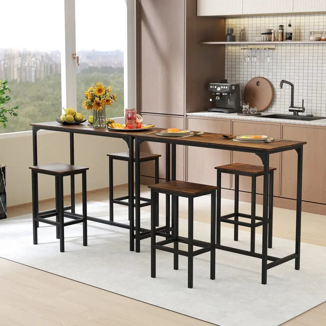 Industrial 3-Piece 47.5’’ Counter-Height Dining Table and 2 Bar Stools-Coffee - Coffee - Dining Room Sets