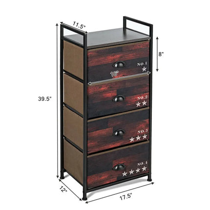 Industrial 4 Fabric Drawers Storage Dresser with Fabric Drawers and Steel Frame Costway