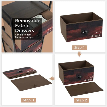Industrial 4 Fabric Drawers Storage Dresser with Fabric Drawers and Steel Frame Costway