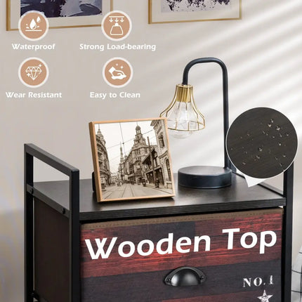 Industrial 4 Fabric Drawers Storage Dresser with Fabric Drawers and Steel Frame Costway
