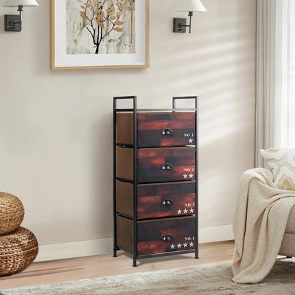 Industrial 4 Fabric Drawers Storage Dresser with Fabric Drawers and Steel Frame Costway