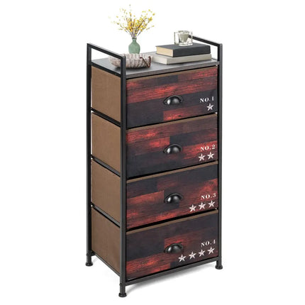 Industrial 4 Fabric Drawers Storage Dresser with Fabric Drawers and Steel Frame Costway