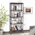 Industrial 5-Layer Bookshelf with Out-Stretched Legs-Rustic Brown - Rustic Brown - Bookcases