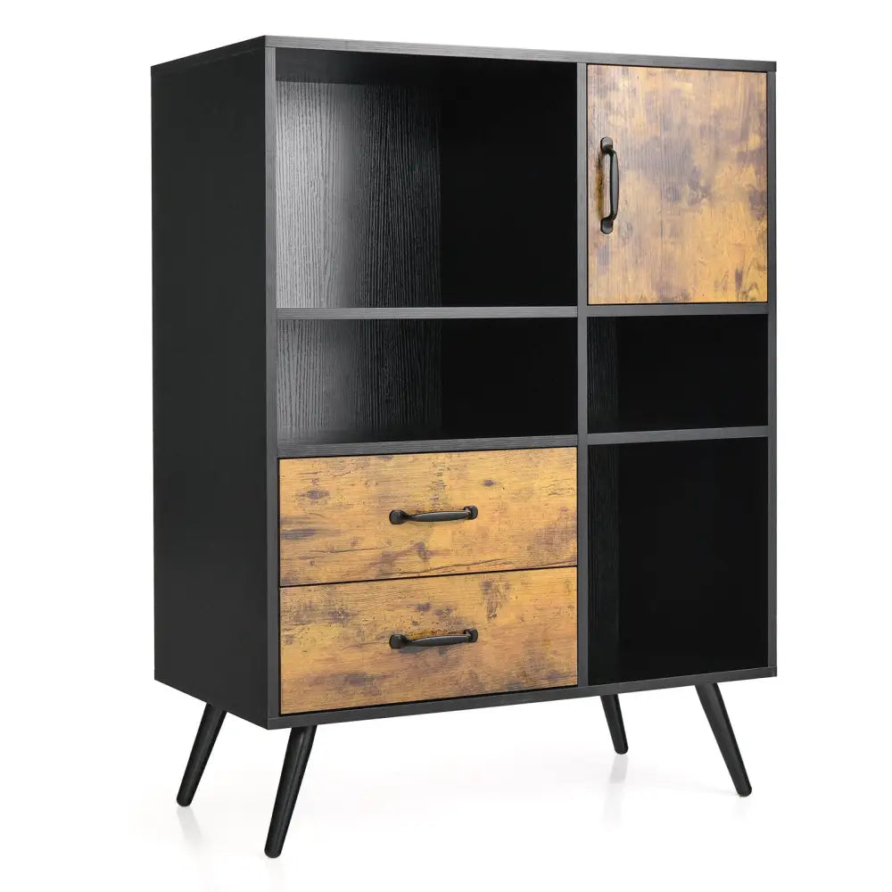 Industrial Buffet Sideboard Kitchen Cupboard with Cubbies Drawers-Rustic Brown - Rustic Brown - Sideboards Cabinets &