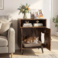 Industrial Cat Litter Box Enclosure with Entry and Open Compartment-Brown - Brown - Cat Houses