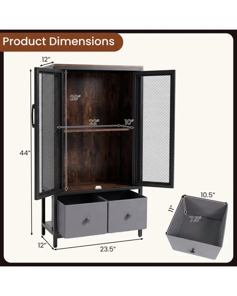 Industrial Coffee Bar Cabinet with 2-Tier Storage Compartment-Rustic Brown - Rustic Brown - Cabinets & Chests