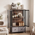 Industrial Coffee Bar Cabinet with 2-Tier Storage Compartment-Rustic Brown - Rustic Brown - Cabinets & Chests