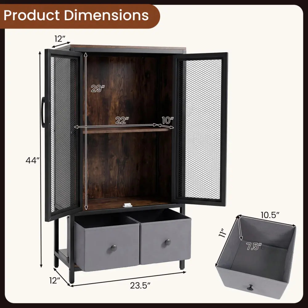 Industrial Coffee Bar Cabinet with 2-Tier Storage Compartment-Rustic Brown - Rustic Brown - Cabinets & Chests
