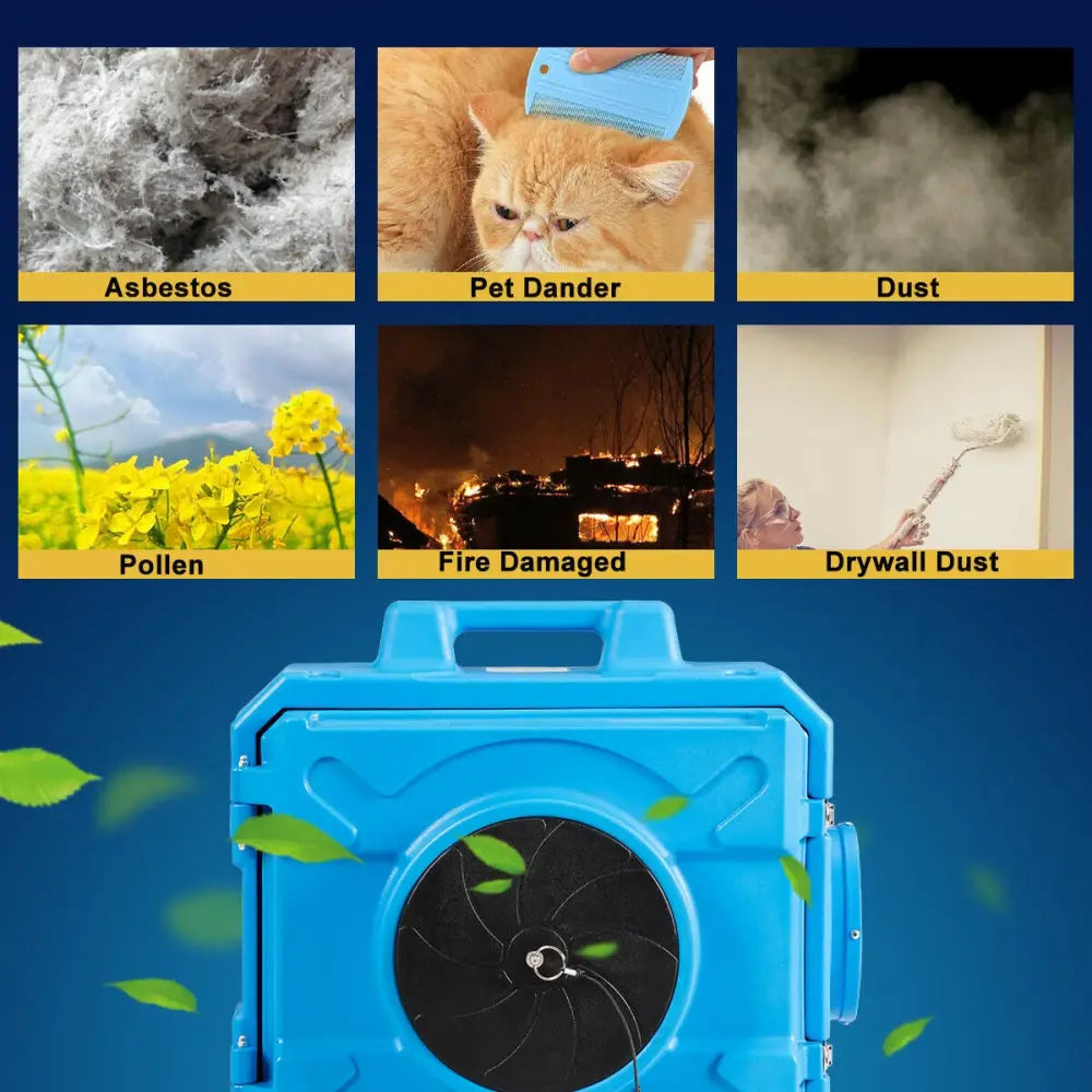 Industrial Commercial Air Scrubber with Efficient Odor Eliminator - Blue - Air Purifiers