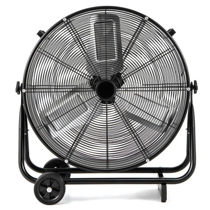 Industrial Drum Fan with 2 Wheels and 360-Degree Adjustable Tilt-Black Costway