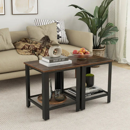 Industrial End Table 2-Tier Side Table-Black - Black - End & Side Tables