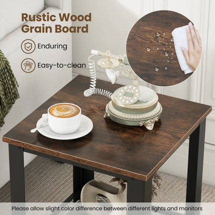 Industrial End Table 2-Tier Side Table-Black - Black - End & Side Tables