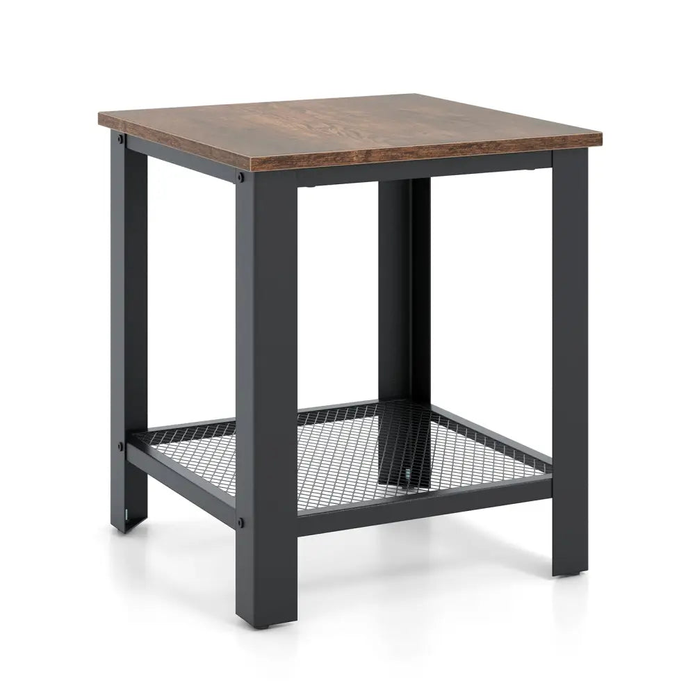 Industrial End Table 2-Tier Side Table-Black - Black - End & Side Tables