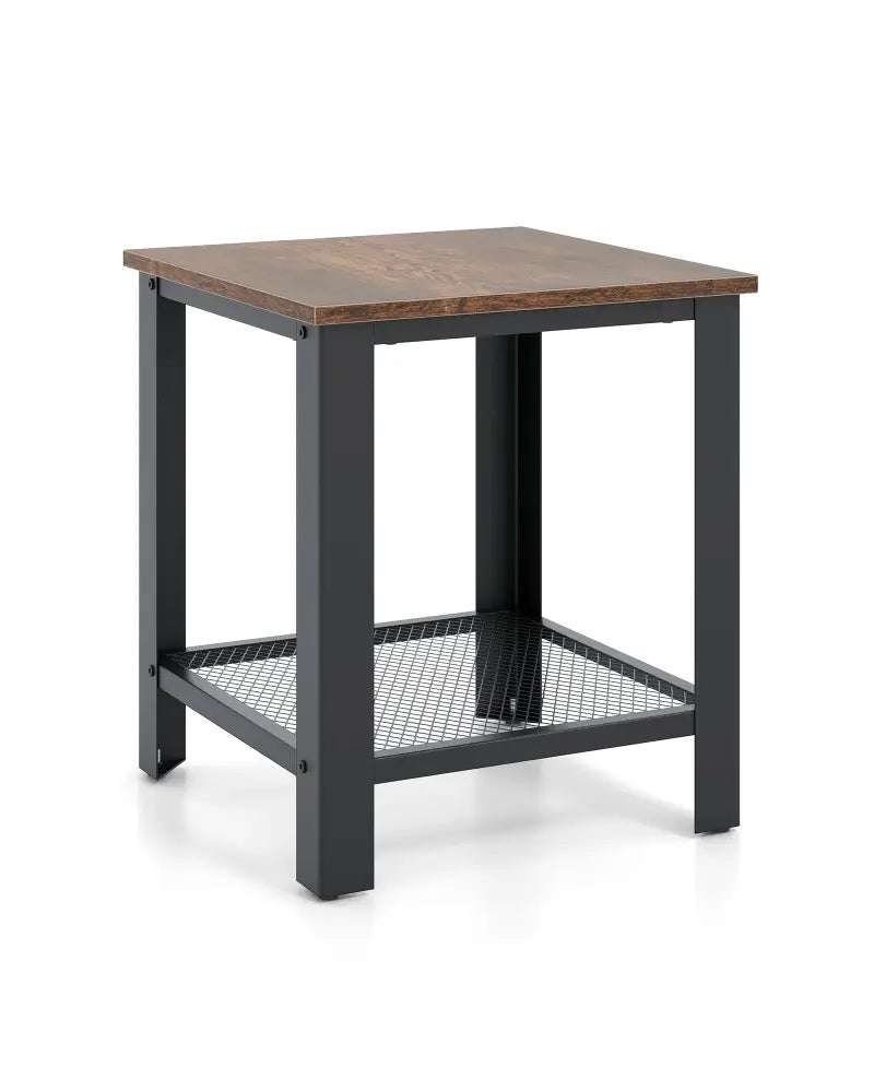Industrial End Table 2-Tier Side Table-Black - Black - End & Side Tables