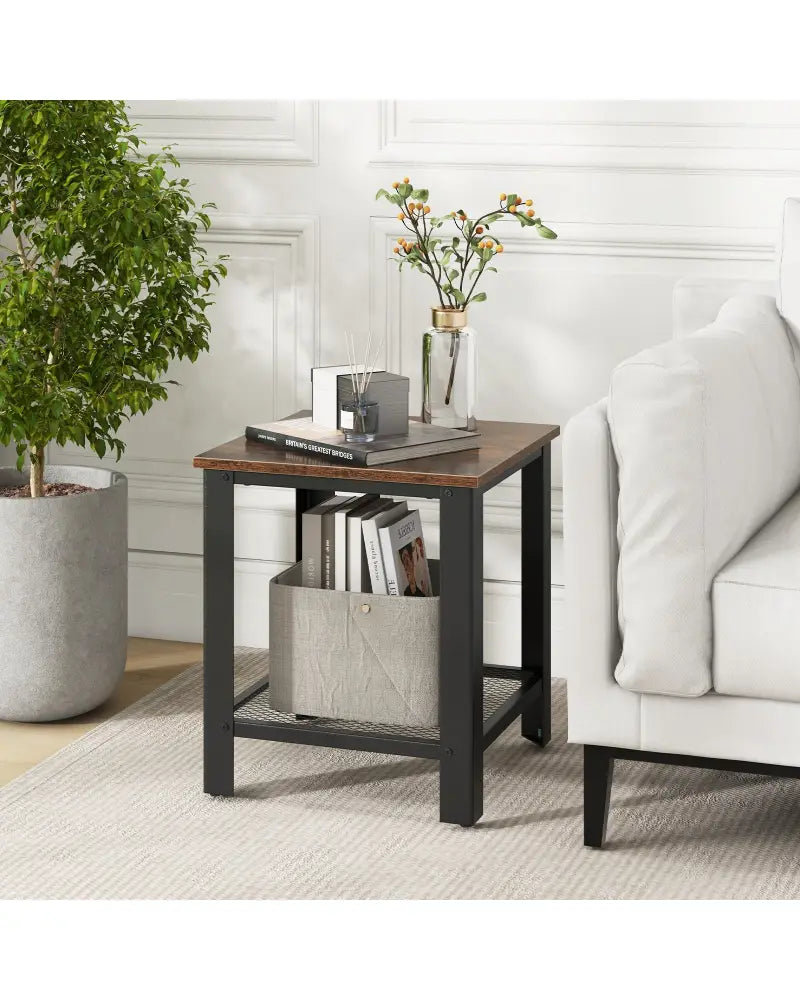 Industrial End Table 2-Tier Side Table-Black - Black - End & Side Tables