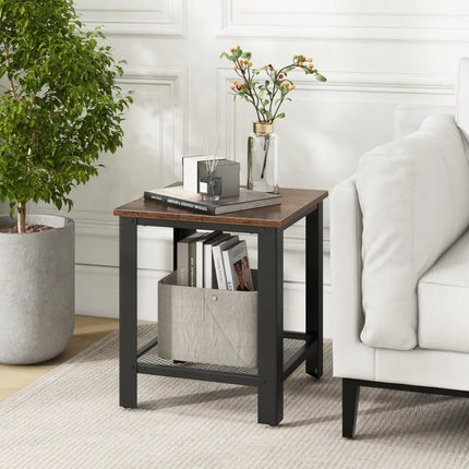 Industrial End Table 2-Tier Side Table-Black - Black - End & Side Tables