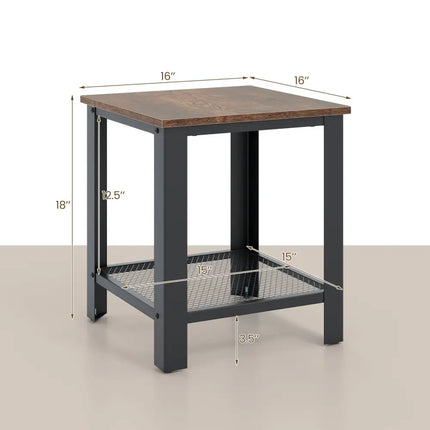 Industrial End Table 2-Tier Side Table-Black - Black - End & Side Tables