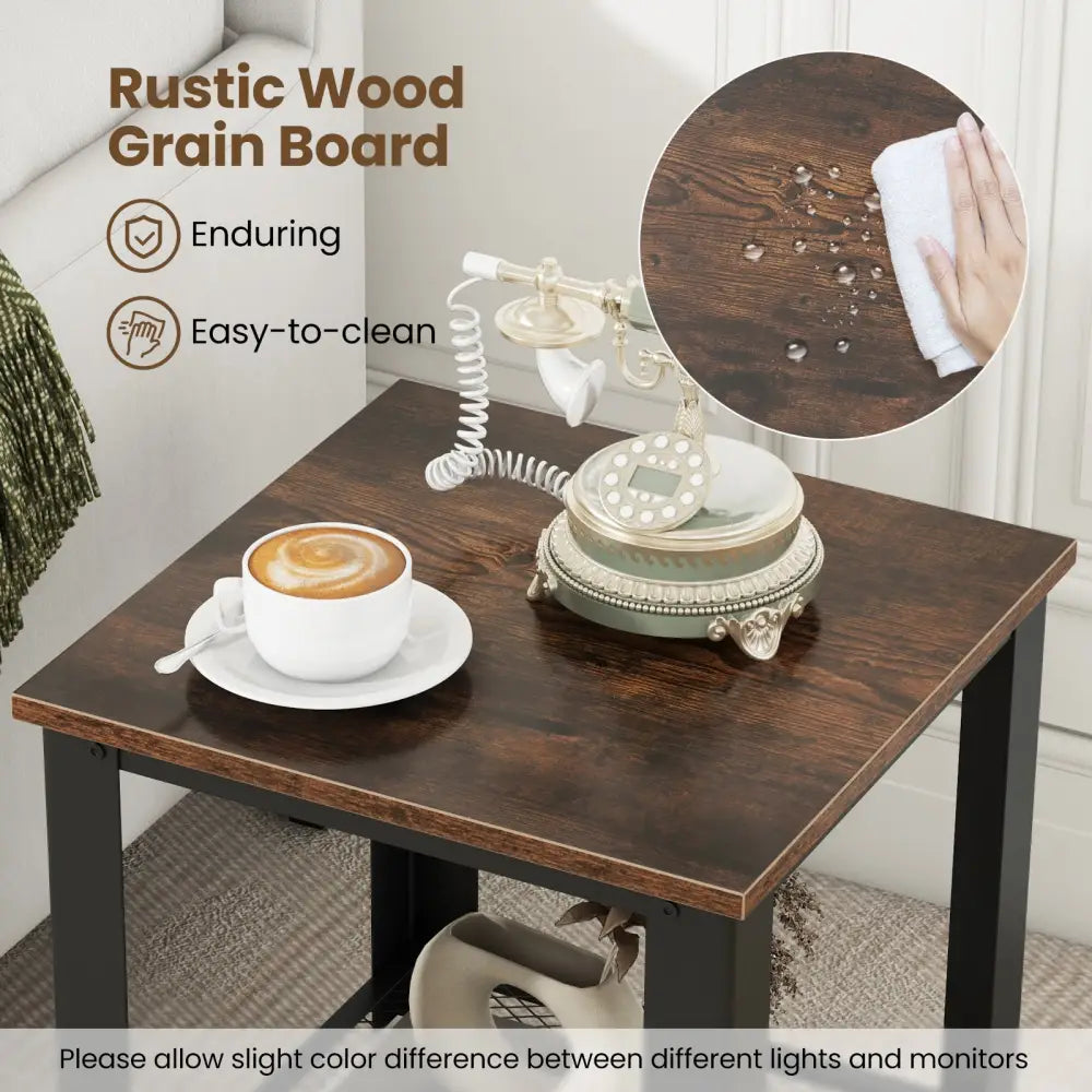 Industrial End Table 2-Tier Side Table-Black - Black - End & Side Tables