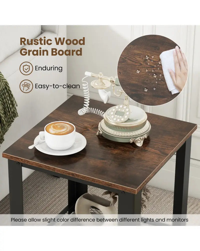Industrial End Table 2-Tier Side Table-Black - Black - End & Side Tables