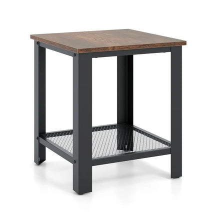 Industrial End Table 2-Tier Side Table-Black - Black - End & Side Tables