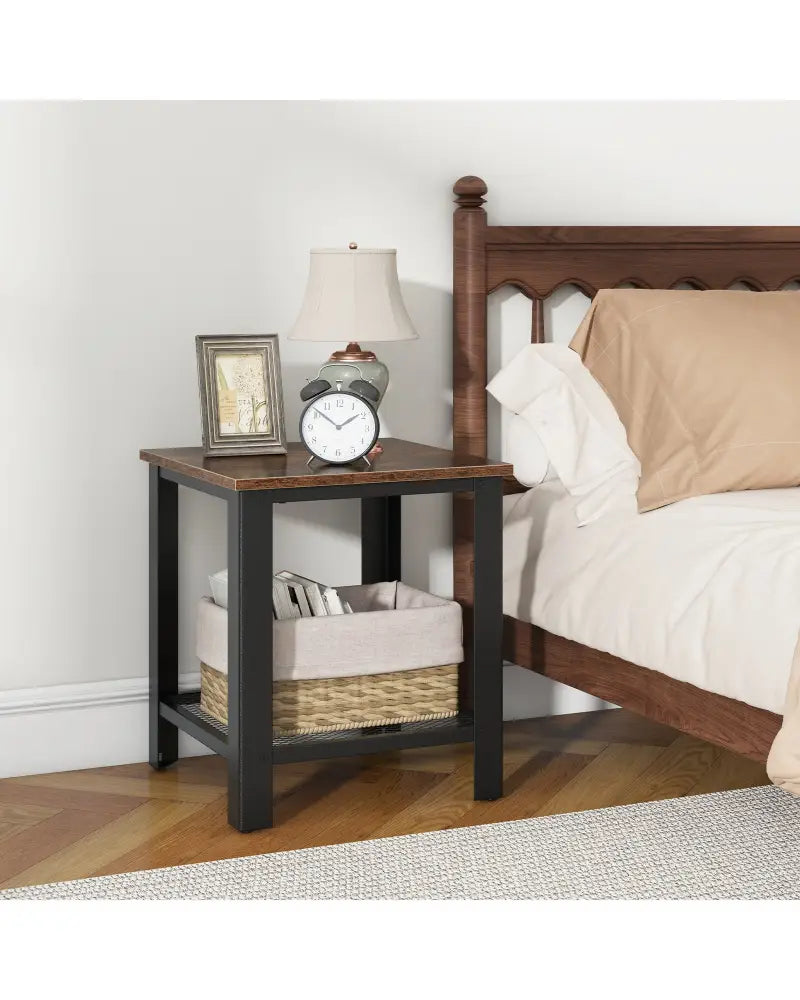 Industrial End Table 2-Tier Side Table-Black - Black - End & Side Tables