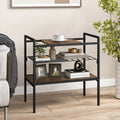 Industrial Entryway Table with Removable Panel and Mesh Shelf-Rustic Brown - Rustic Brown - End & Side Tables
